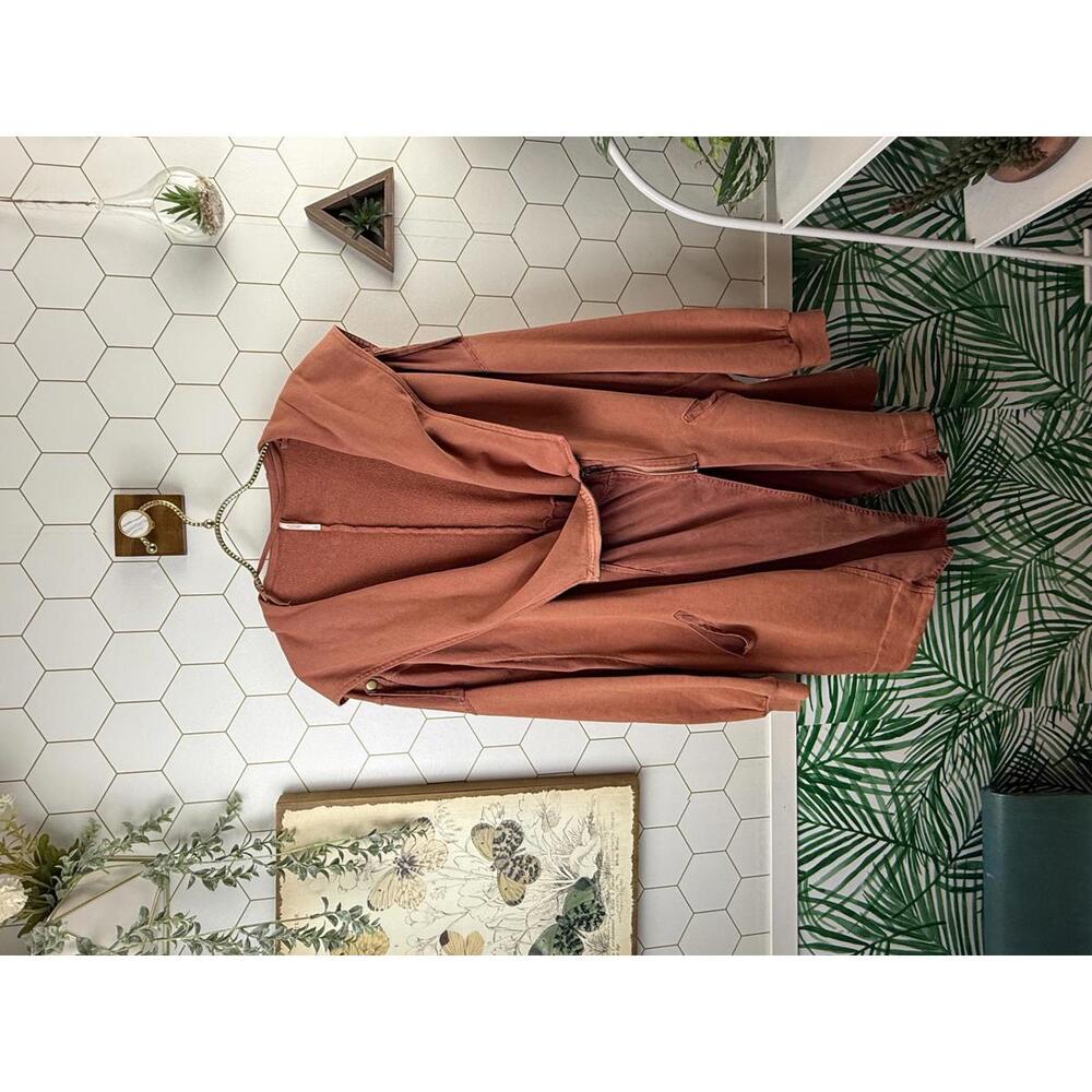 Free People Boho Asymmetrical Drape Hooded Jacket w/ Cinched Waist - Size -Small
